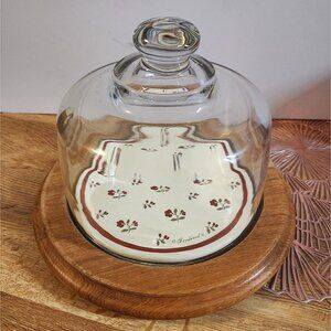 Vintage Teak Wood Cheese Board with Cloche Lid, Goodwood
